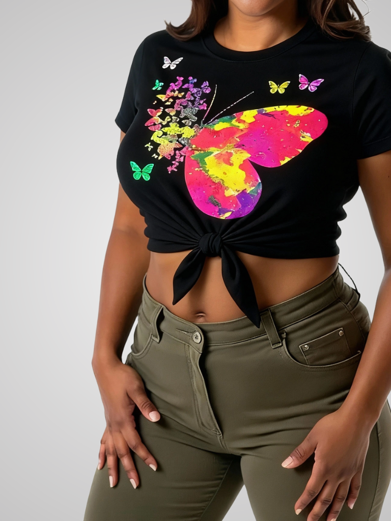 Crop Tee – Rainbow Flight