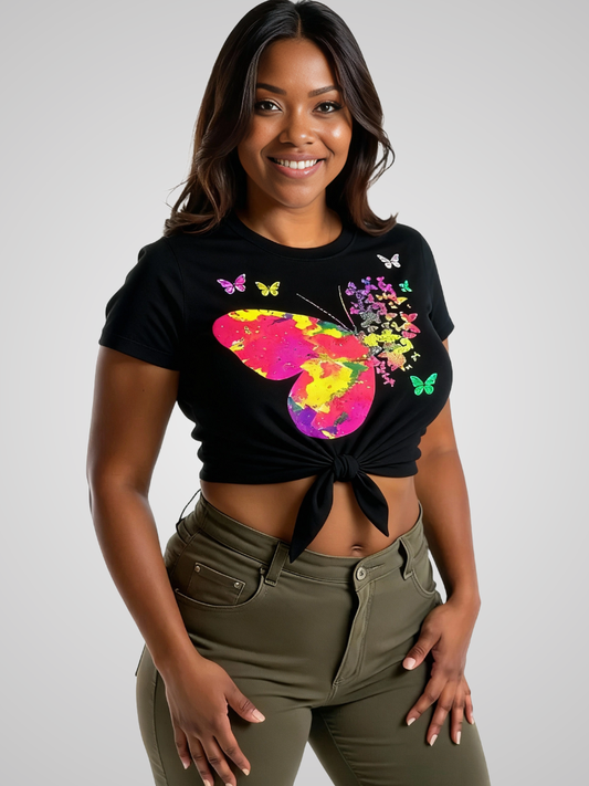 Crop Tee – Rainbow Flight