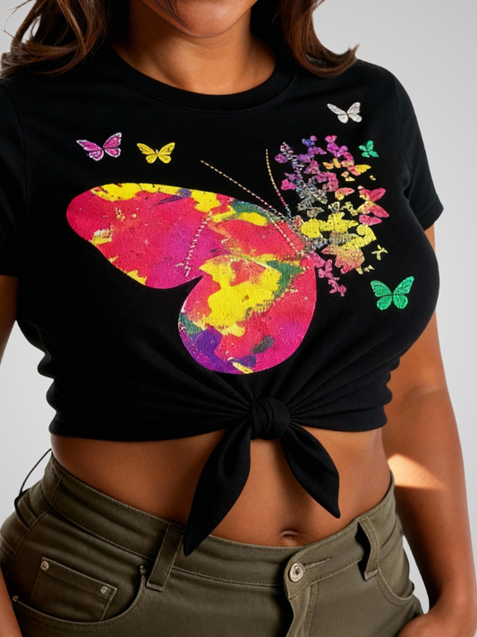 Crop Tee – Rainbow Flight