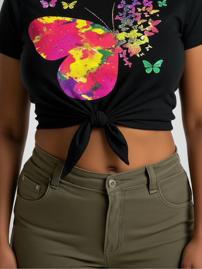 Crop Tee – Rainbow Flight