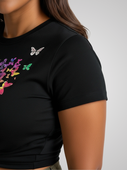 Crop Tee – Rainbow Flight