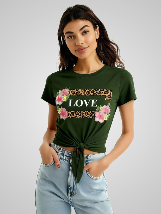 Crop Tee – Love Print